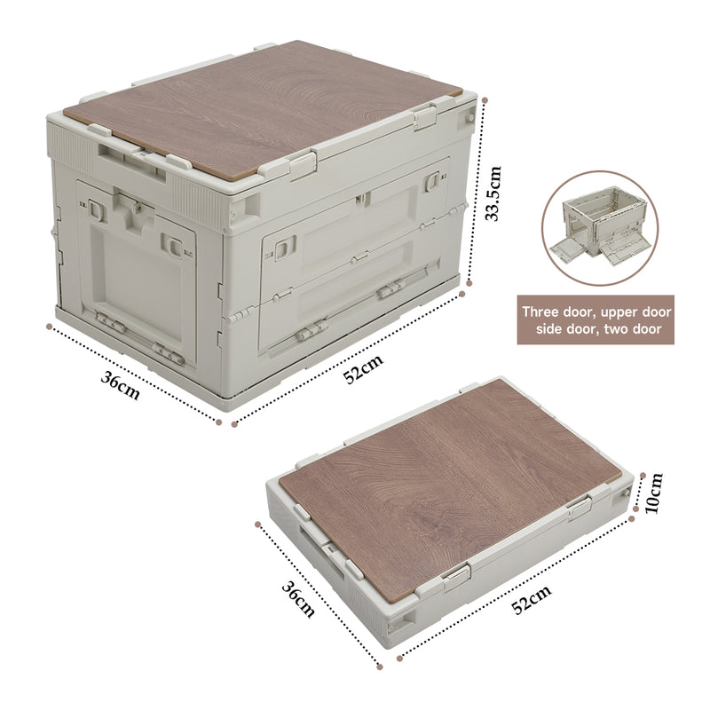 Livingandhome 60L Collapsible 3-Door Storage Box Outdoor Camping Table