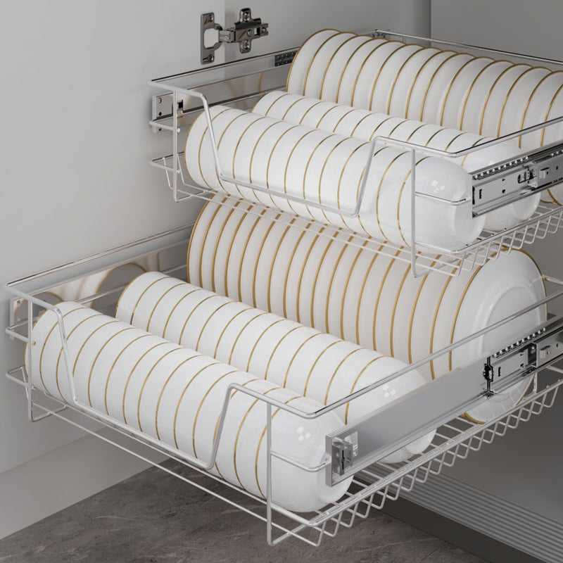 Lifeideas 2 Pack Metal Sliding Wire Baskets for Kitchen Cabinets