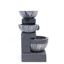 Livingandhome Outdoor Water Fountain Rockery Decoration 3 Tier Bowls Solar Powered