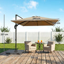 Outsunny 2.4 X 2.4 M Cantilever Parasol W/ Umbrella Weights, Khaki