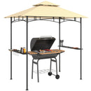 Outsunny 8' X 5' Grill Gazebo, Double Tiered Outdoor BBQ Shelter, Dark Grey