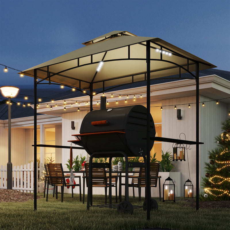 Outsunny 8' X 5' Grill Gazebo, Double Tiered Outdoor BBQ Shelter, Dark Grey