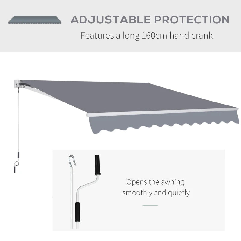 Outsunny Wall Mounted Sun Shade 2.95 x 2.5m - Grey