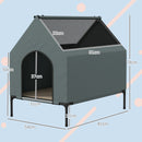 PawHut Dog House Outdoor Elevated Dog Bed with Removable Cover, Grey