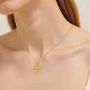 Modishion Round Tree Pendant Necklace In Copper With Cubic Zirconia Accents