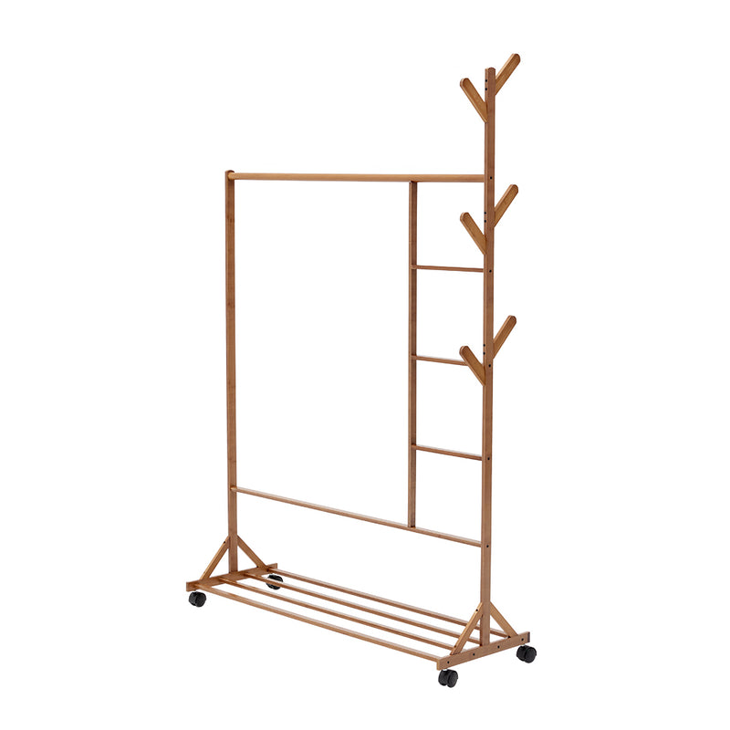 Lifeideas Bamboo Garment Hat Rack with Wheels