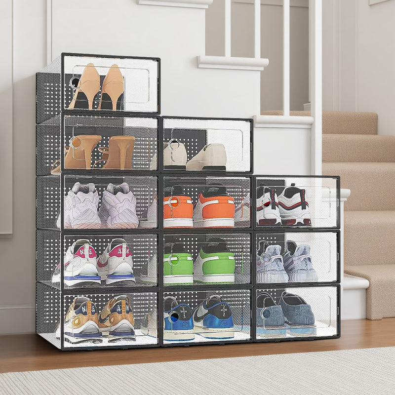 Livingandhome Foldable Stackable Shoe Storage Containers