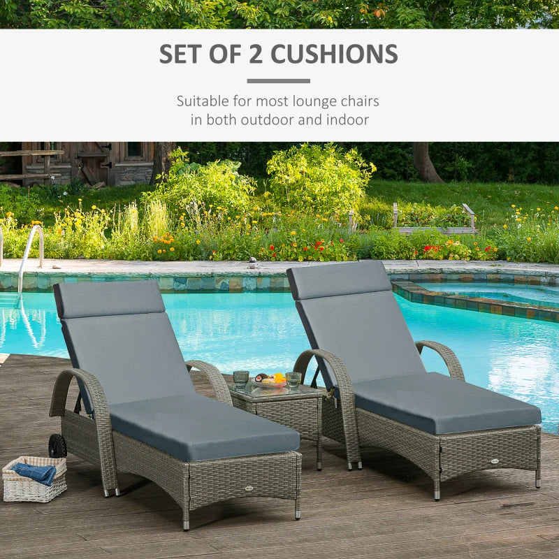 Outsunny Set of 2 Lounger Cushions - Dark Grey
