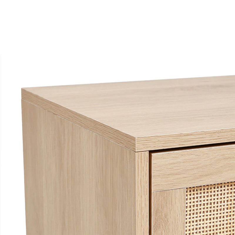 Cottonfy UK 2 Pack Wood And Rattan Bedside Cabinet