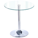 Livingandhome Small Round Clear Glass Top Dining Table with Pedestal Base