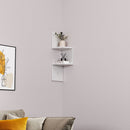 Livingandhome Wooden Zigzag Floating Corner Shelves 2-Tier White