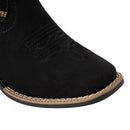 Women's Suede Western Mid-Calf Cowboy Boots - Black