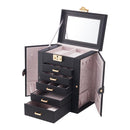 Sheonly Faux Leather Large Jewellery Storage Box with Mirror