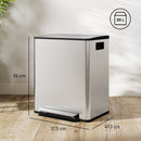 HOMCOM 2 x 25L Double Kitchen Bin, Pedal Bin with Soft-Close Lid, Silver