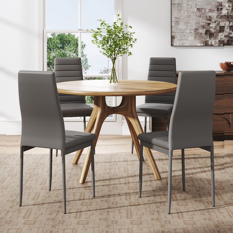 Livingandhome Set of 4 Modern Faux Leather Armless High Back Dining Chairs
