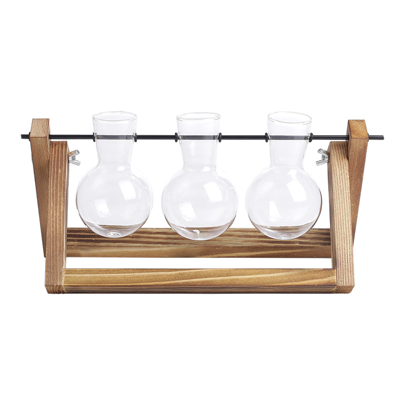 Lifeideas Modern 3pcs Bulb Glass Terrariums with Wood Stand Set