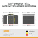 6*8 FT/8*8FT/10*8FT/12*10FT Metal Apex Roof Garden Tool Storage Shed
