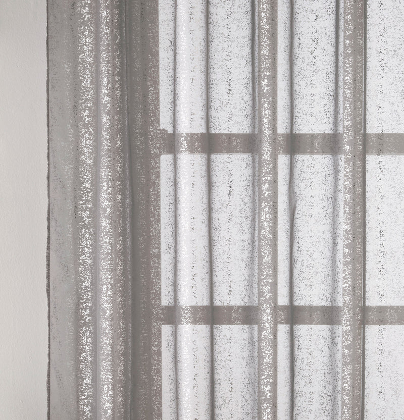 Pair of Pandora Grey Glittery Metallic Print Panel with Rod Pocket Header