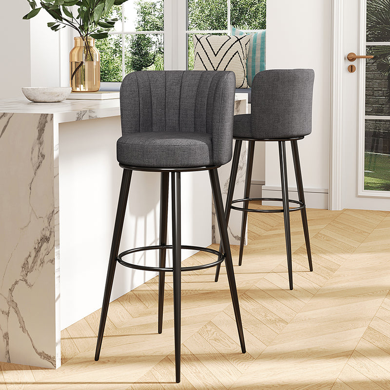 Livingandhome Pair of Modern Linen Bar Chairs