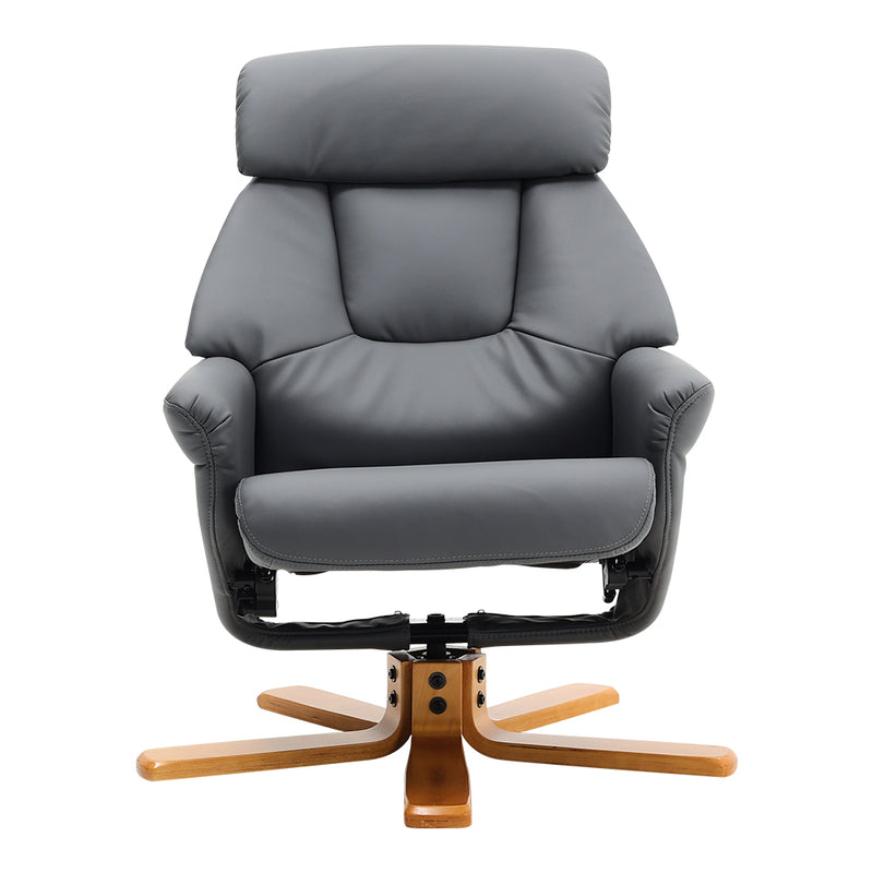 Livingandhome Brown Faux Leather Swivel Recliner Set