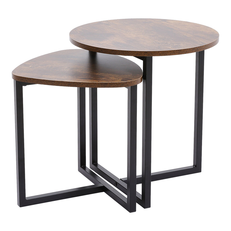 Livingandhome Round and Triangular Nesting Side Table Set