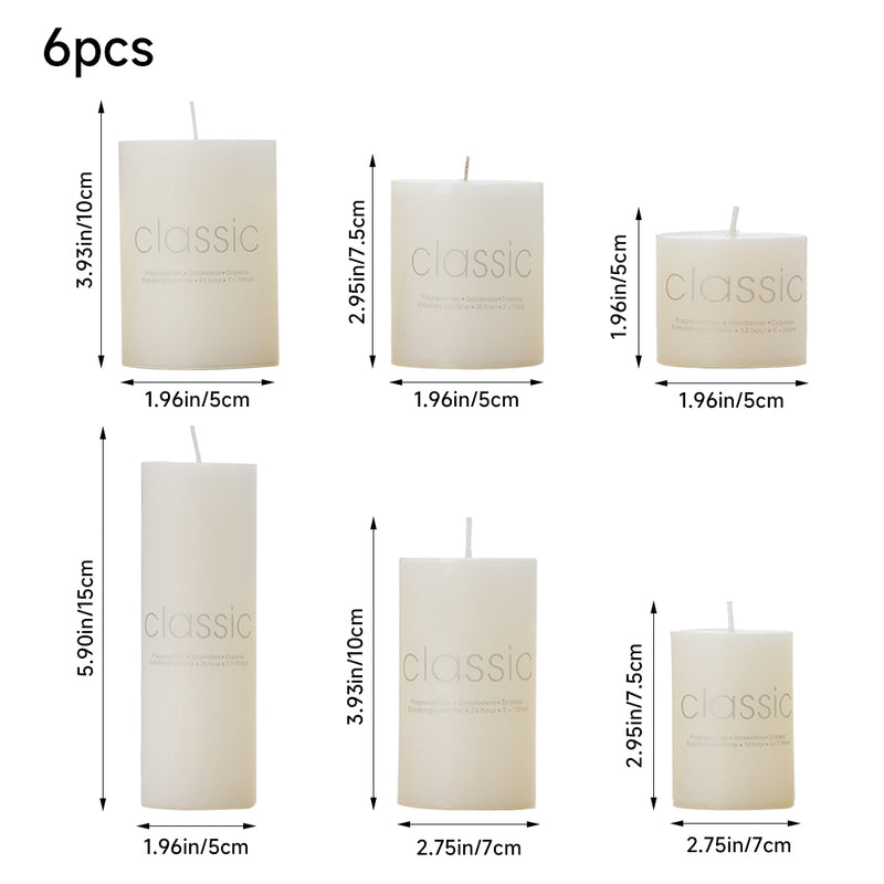 Lifeideas 6Pcs Unscented Pillar Candles Set