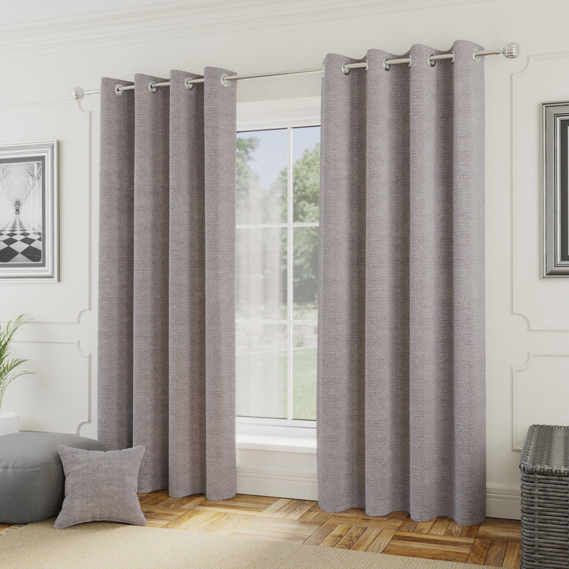 Enhanced Living Royale Silver Room Darkening Boucle Readymade Curtains - Pair