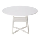 Livingandhome Industrial Round Dining Table White Top