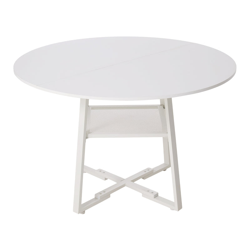 Livingandhome Industrial Round Dining Table White Top