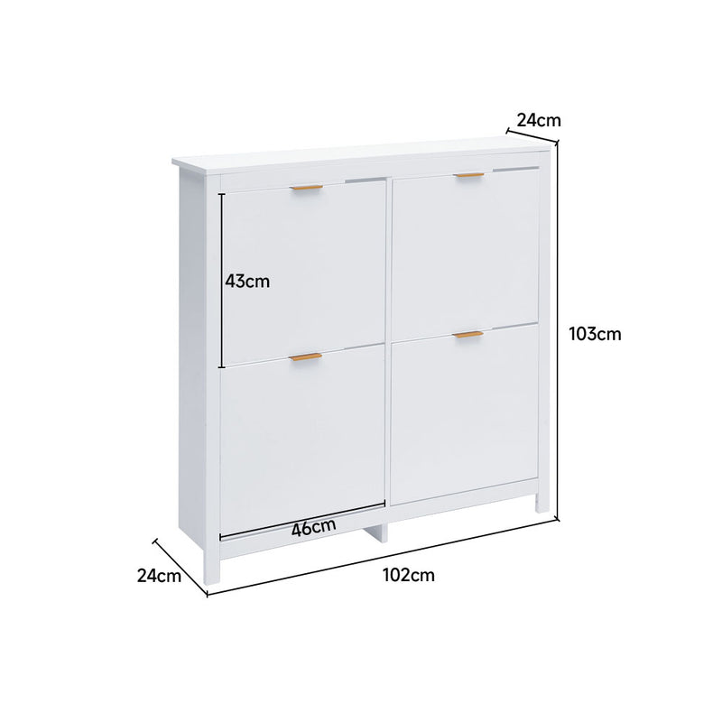 Livingandhome Modern White Shoe Cabinet with Drawers