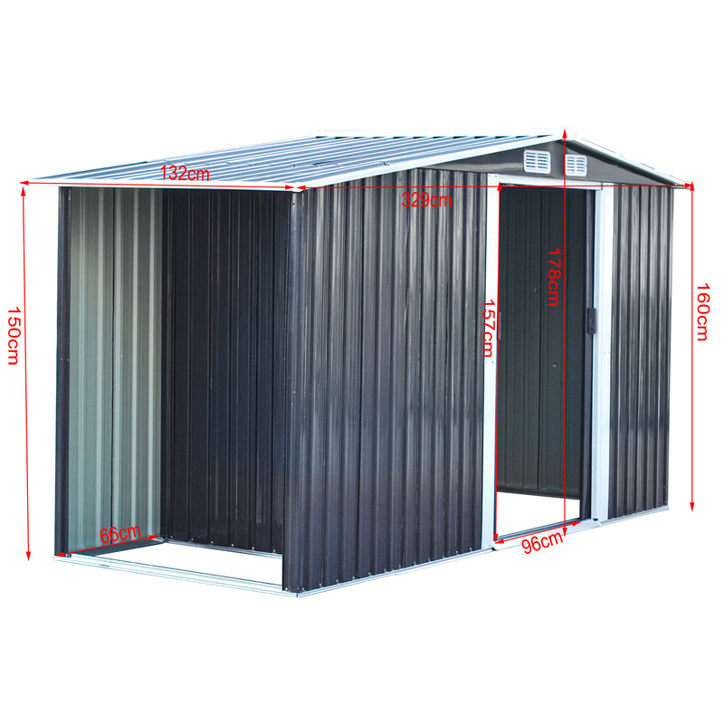 Livingandhome Garden Metal Storage Shed With Log Storage