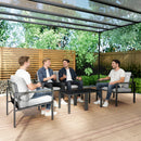 Outsunny 5 Piece Metal Garden Furniture Sofa Set with Cushions, Light Grey
