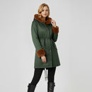 Mid-Length Hooded Coat With Drawstring Waist