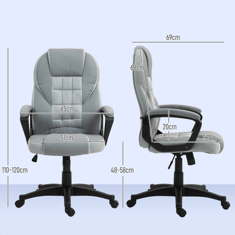 High Back Executive Office Chair PU Leather Desk Chair With Swivel Wheels - Black/Brown/Grey