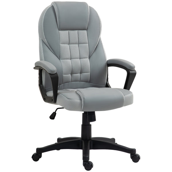 High Back Executive Office Chair PU Leather Desk Chair With Swivel Wheels - Black/Brown/Grey