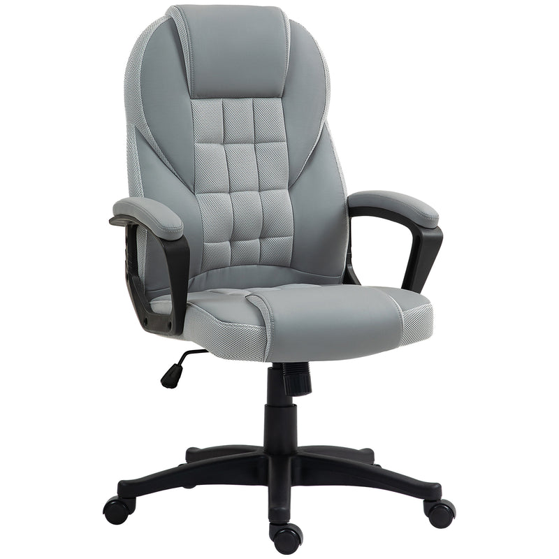 High Back Executive Office Chair PU Leather Desk Chair With Swivel Wheels - Black/Brown/Grey