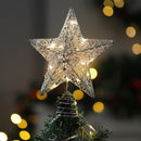 Livingandhome Decorative Star Sequins Christmas Tree Topper with LED Lights