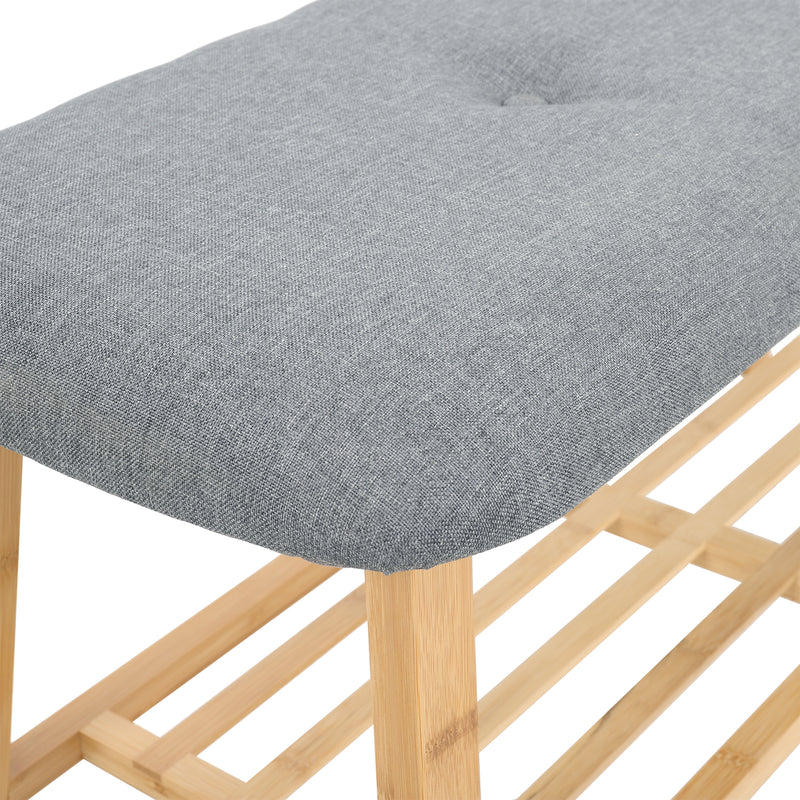 Livingandhome Bamboo Shoe Storage Bench for Hallway