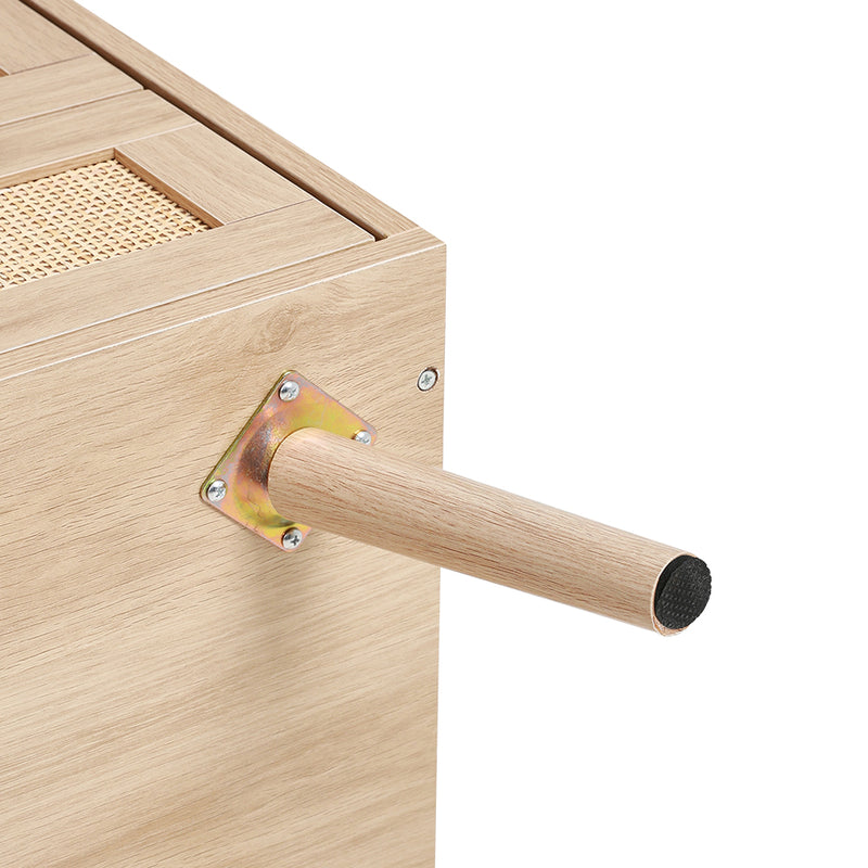 Cottonfy UK 2 Pack Wood And Rattan Bedside Cabinet