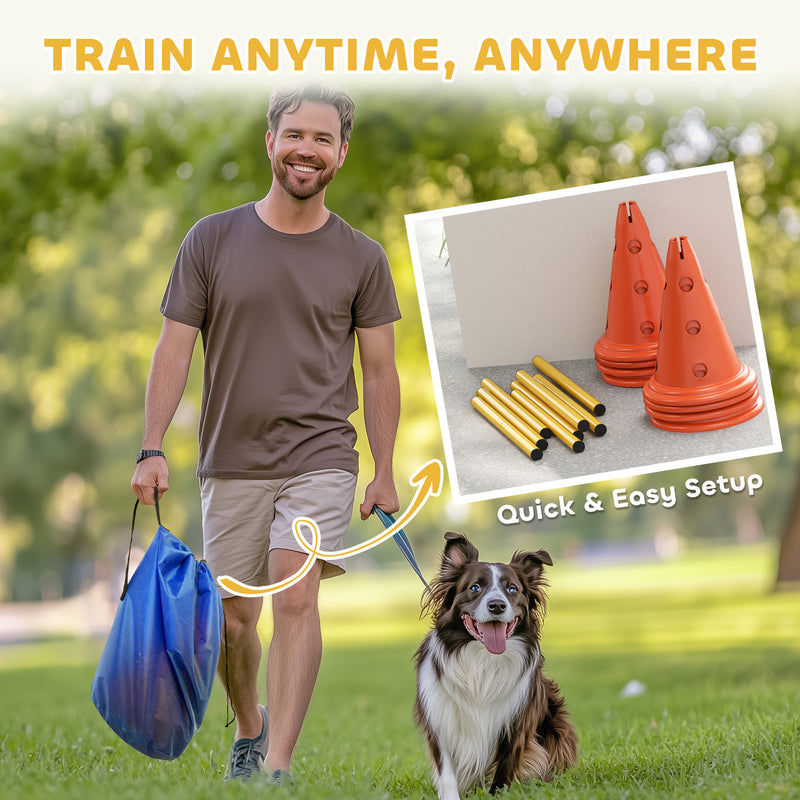 PawHut Dog Agility Equipment Set, Four-Piece Adjustable Height Jumping