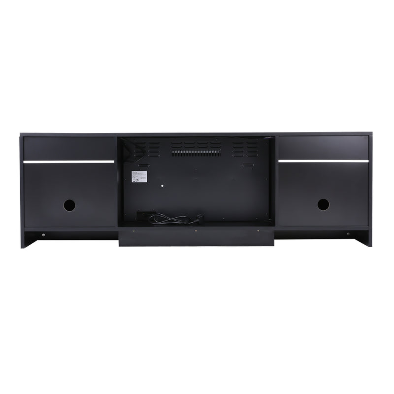 Recessed Electric Fireplace TV Stand with Closed Storage