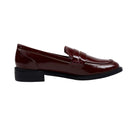 Casual Closed Toe Slip-on Penny Loafers with Low Heel - Burgundy