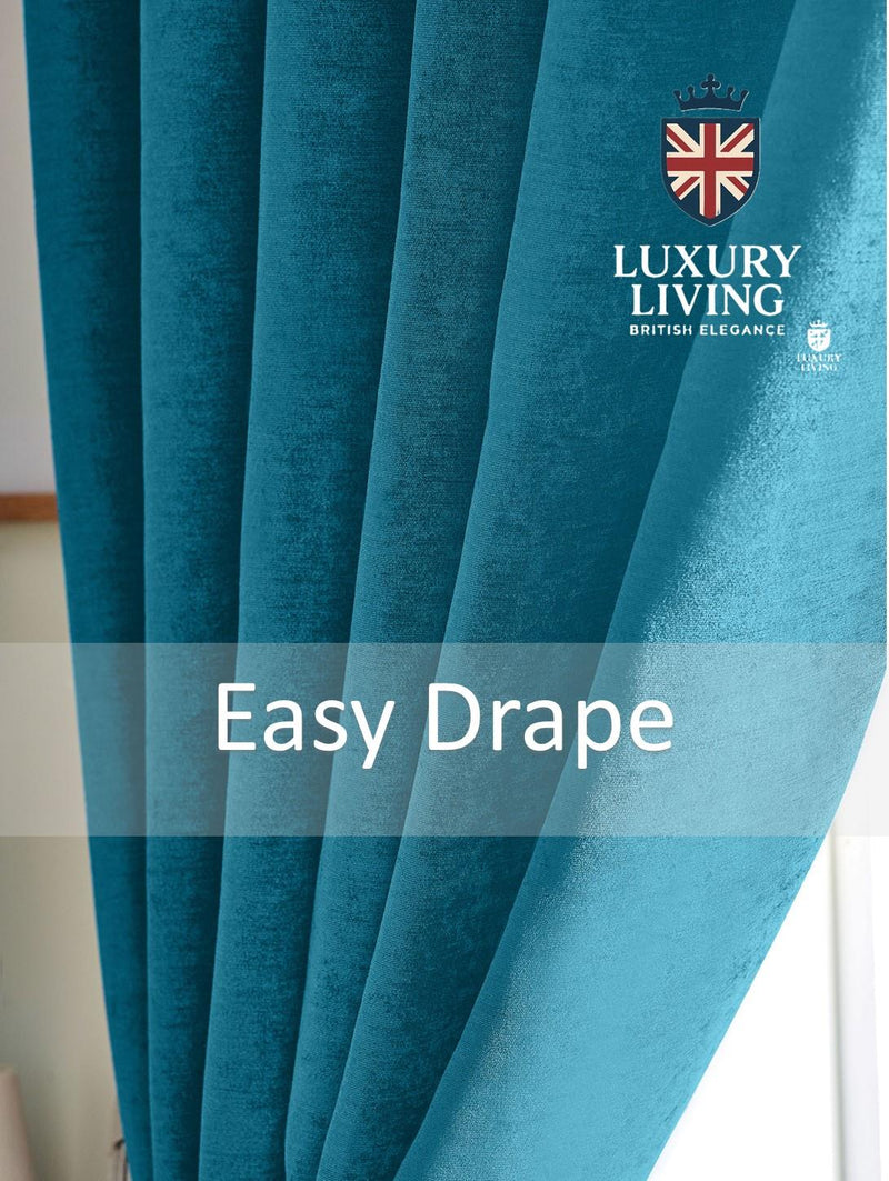 Chenille Blackout Ring Top Curtains Teal