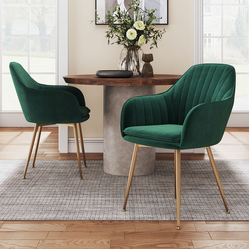 Livingandhome Set of 2 Contemporary Velvet Dining Chairs