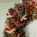 Winter Spice Hanging Christmas Wreath with Pine Cones Berries & Dried Fruit