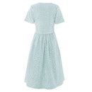 V-Neck Short Sleeve Summer Midi Dress with Pockets
