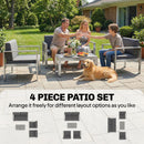 Outsunny 4 Seater Aluminium Garden Furniture Sofa Set With Olefin Cushions