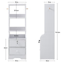 Livingandhome White Slim Storage Shelving Unit with Lockable Drawer
