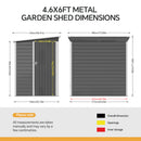 Breeins 4.6 X 6FT Outdoor Metal Pent Roof Garden Storage Shed