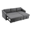 Livingandhome L-Shaped 3-Seater Sofa Bed in Dark Grey Fabric